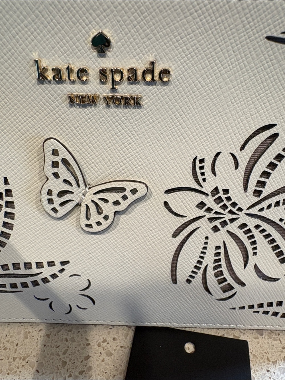 kate spade Lucy NWT Ivory floral & butterfly cutout wristlet MSRP $159 - Picture 2 of 8